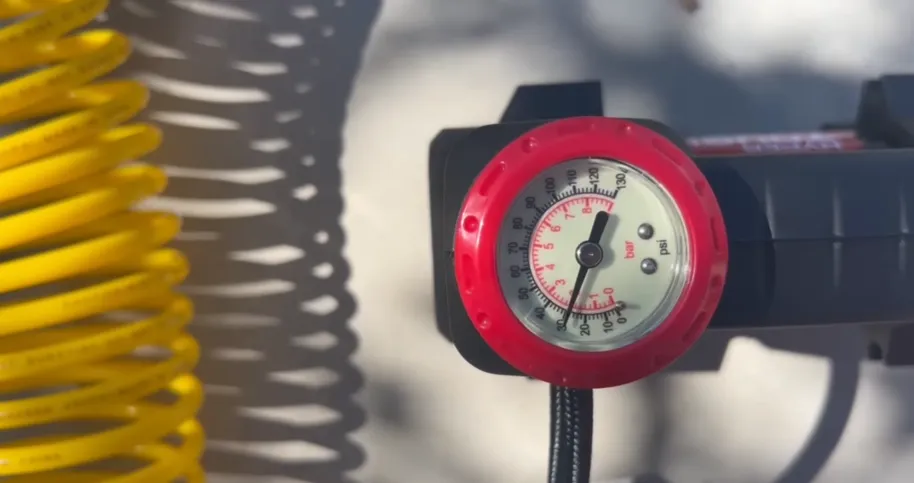 Air pressure gauge used to test a gas line