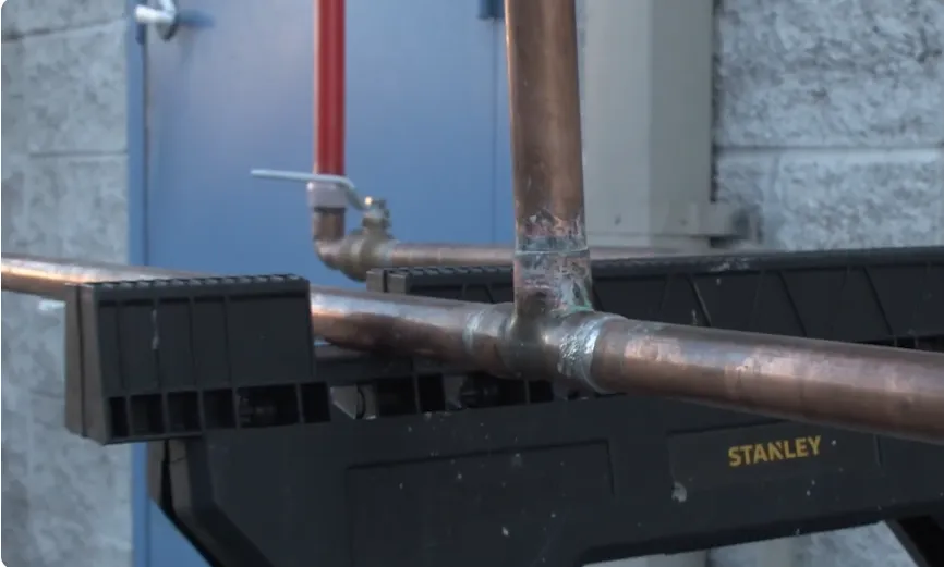 Copper pipe fitting being pressure tested