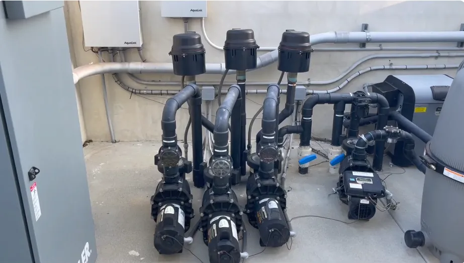 Pool pump and equipment pad that needs storm preparation