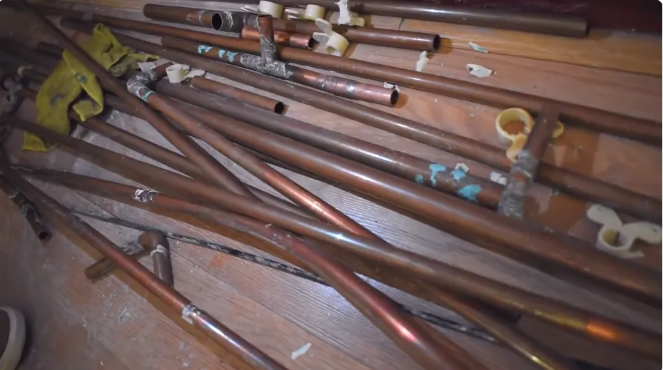 Replaced copper pipes after a leak repair
