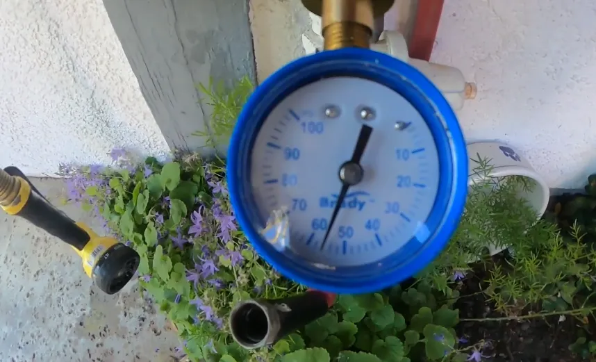 Water pressure gauge on a home's main line
